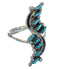 Genuine Sterling Silver Turquoise Needlepoint Southwest Ring Size 6-3/4 AX89256